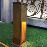 Metal Garden Lights 2mm Corten Steel Light Box IP65 Bollard Landscape Lights