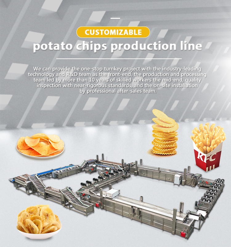 Automatic Industrial Potato Chips Production Line for Fruit Processing Plant