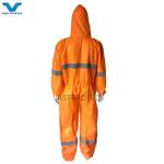 Chemical Diposable PP PE Orange Type5 6 Safety Coveralls with Reflective Tape