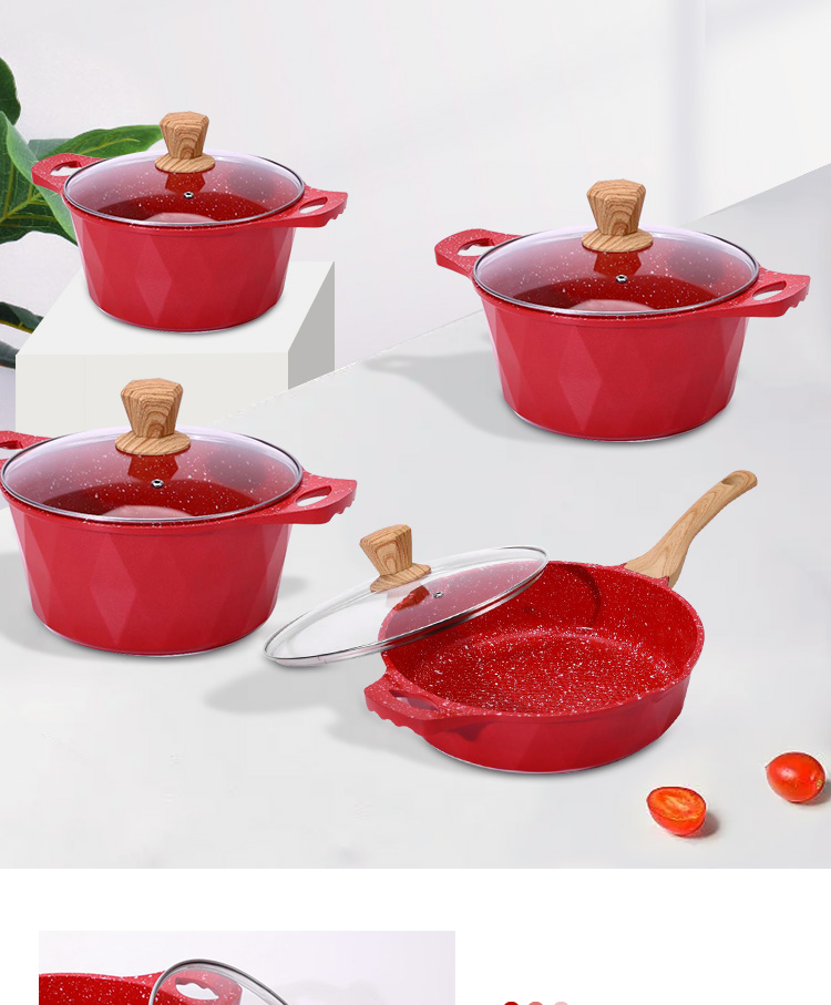 Brand New Design Black Kitchen Soup Pot Set 12Pcs Aluminum Nonstick Cooking Pot Set Cookware