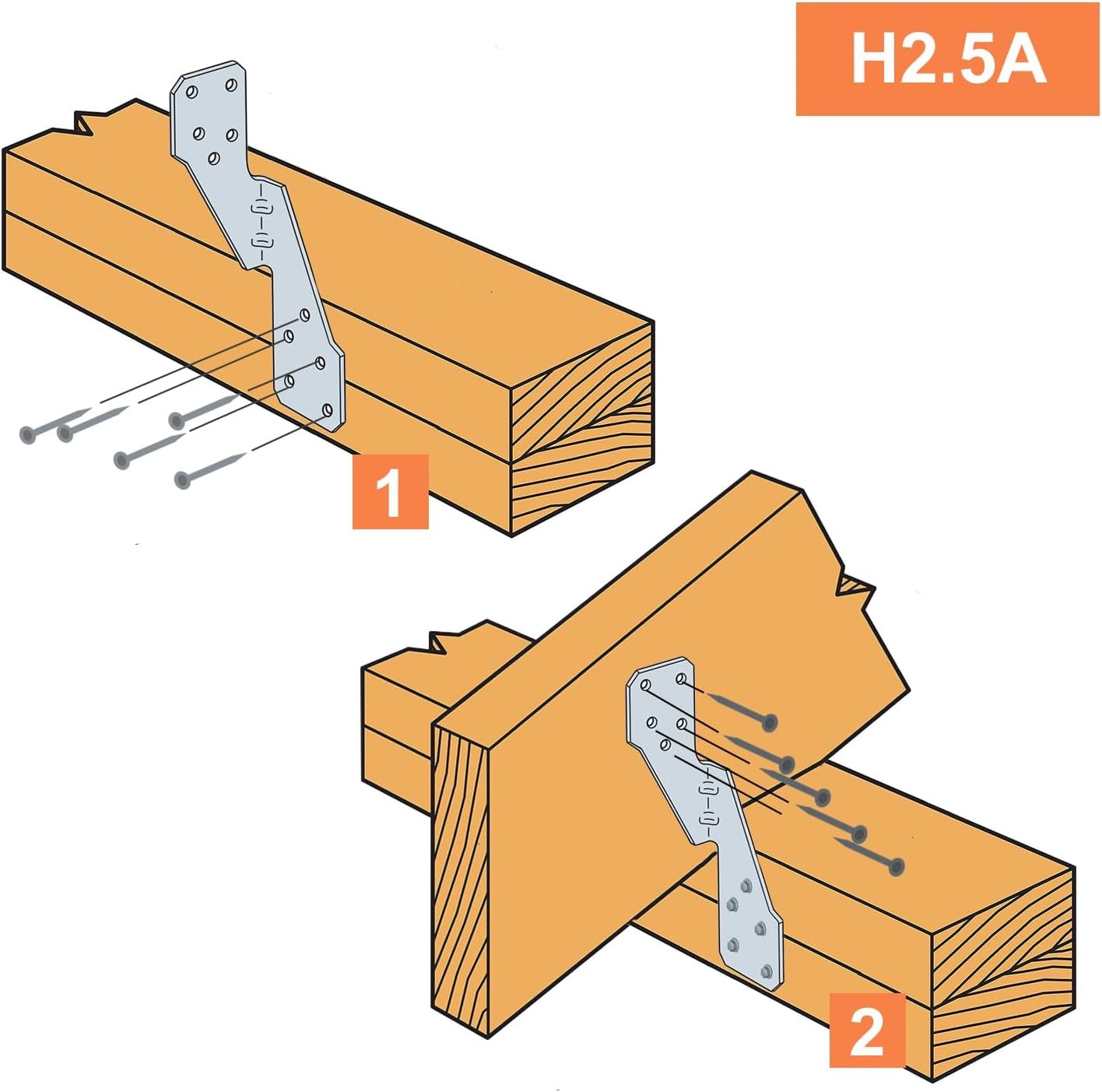 50PCS Hurricane Straps Brackets H2.5A Galvanized Hurricane Tie Heavy Duty Hurricane Straps 50pcs Left Tie