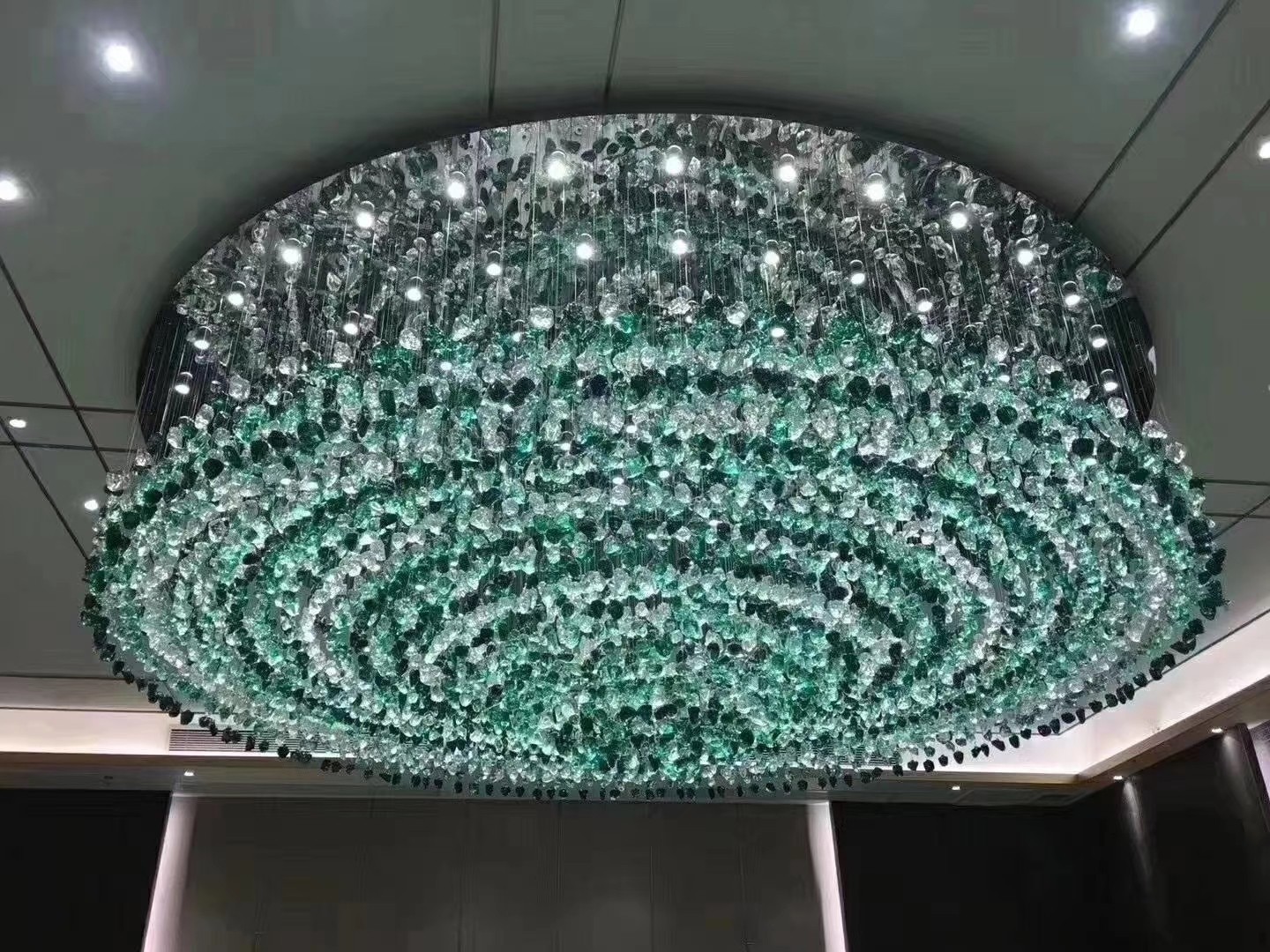 Lobby Crystal Round Shape Custom Chandelier Pendant Lamp K9