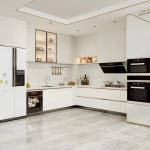 Quartz Stone Hotel Kitchen Cabinets Durable Metal Frame Scratch Resistant