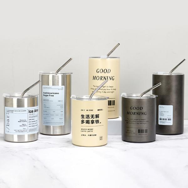 12oz Straight Mugs Ice Coffee Tumbler Stainless Steel Thermos Insulated Coffee