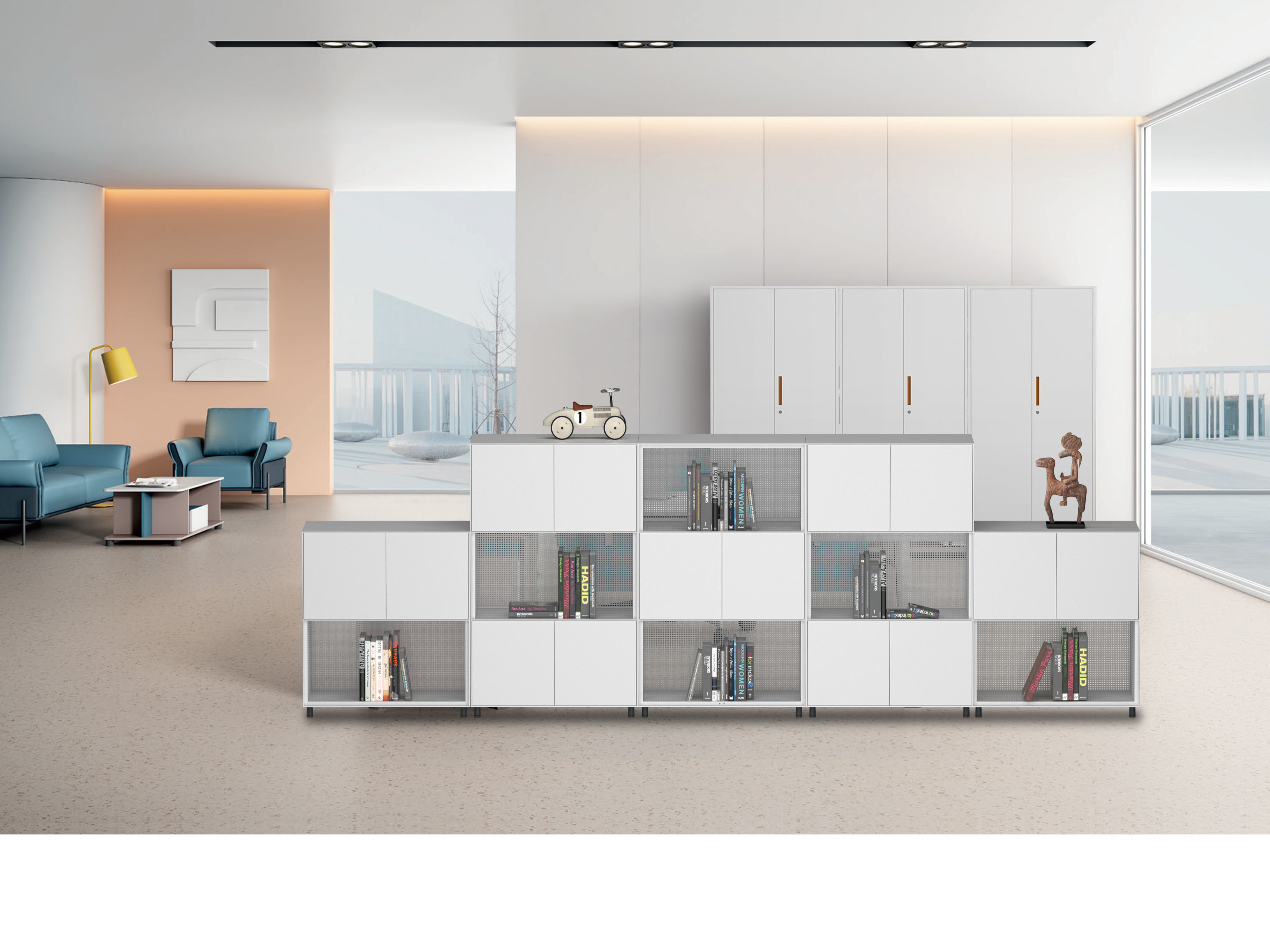 Up And Down Open Metal Swing Door Cabinet 5mm Slim Edge RAL Color