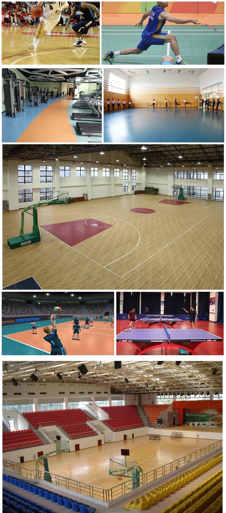 Multi - Purpose PVC Sports Flooring Anti - Slip Sound Reduction