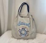 EMBROIDERED REUSABLE BAG SHOPPING BAG NYLON HAND BILL SHOULDER CROSSBODY BAG FOR