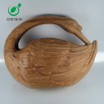 Odorless Leather Wooden Clutch Hand Bag Swan Shaped Large Capacity For