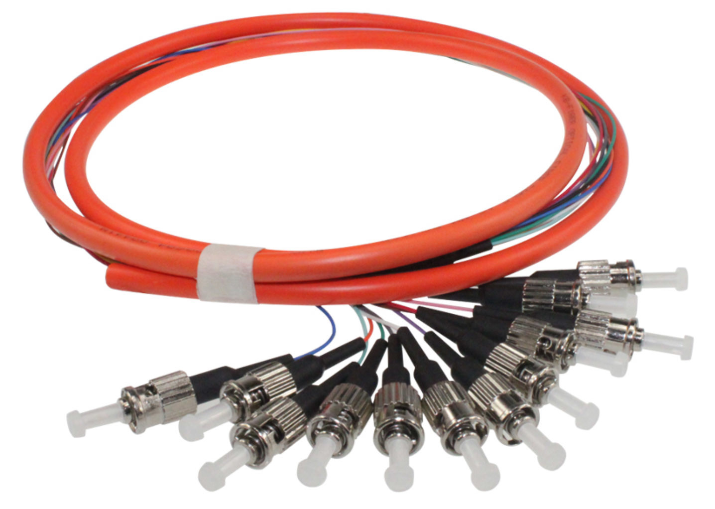 ST multimode OM2 multifibers fanout fiber optic pigtails 12 cores fibers 3m