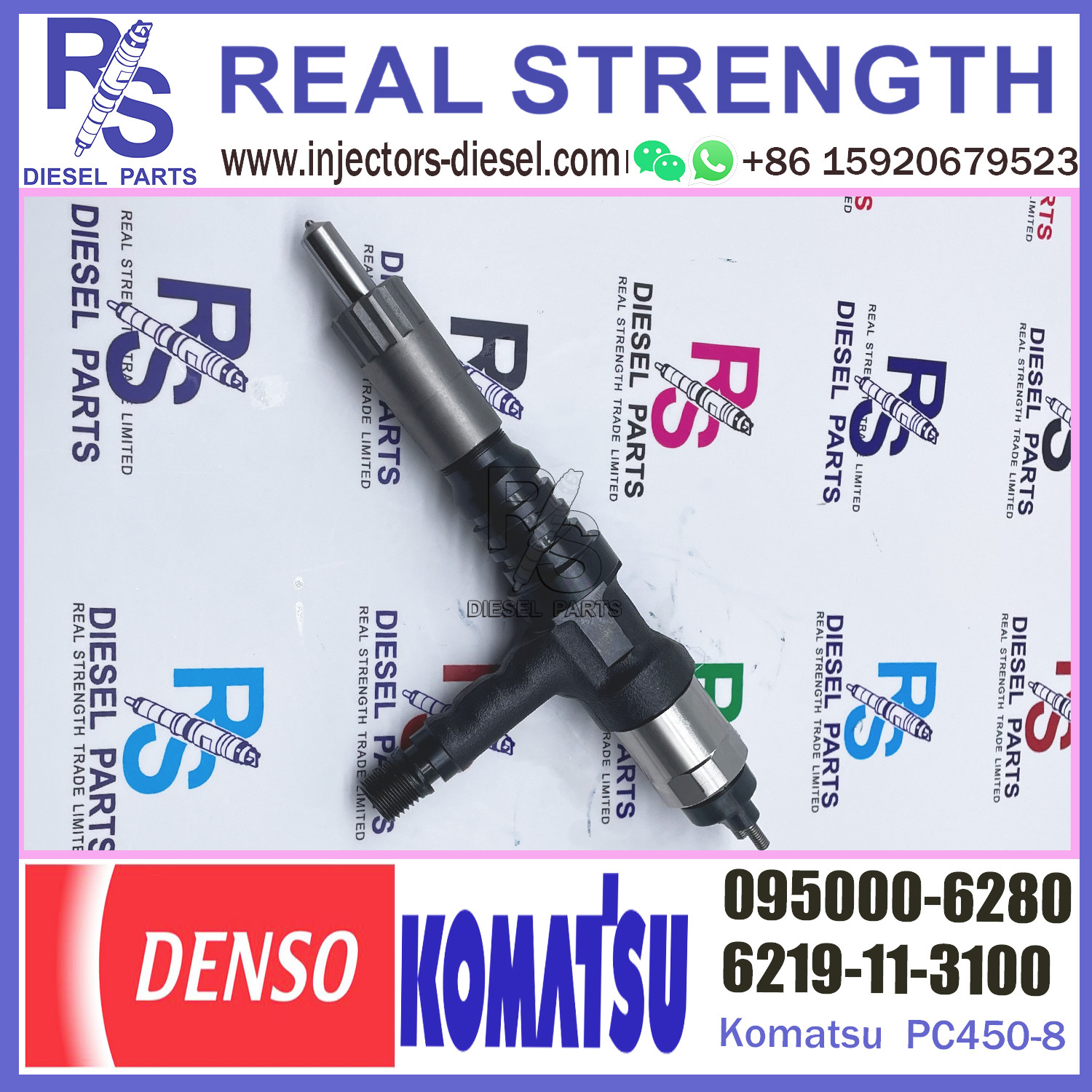Diesel Fuel Injector 095000-6280 for KOMATSU SAA12VD140E-3C Engine 6219-11-3100