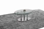 Folding Modern Glass Oval Dining Table Tempered Glass Stainless Steel Frame