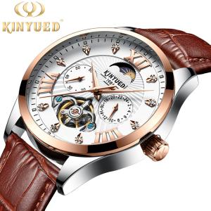 Wholesale Watches men luxury brand automatic luminous moon phase watch Leather fashion tourbillon automatic mechanical watch from china suppliers