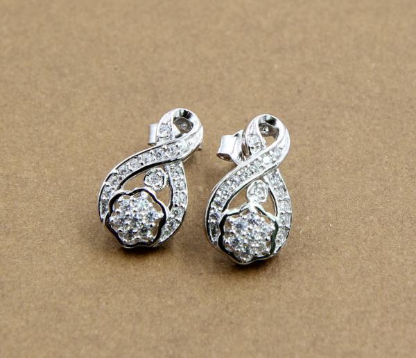 DIY Jewelry Silver Earrings Sterling CZ Hypoallergenic With CZ Accents Drop