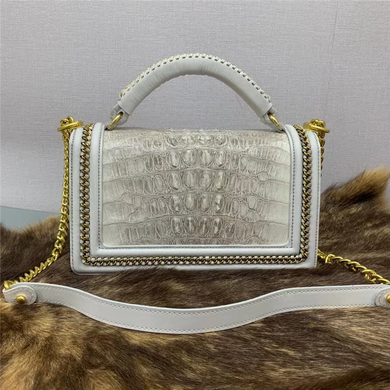 Authentic Crocodile Skin Women White Flap Purse Genuine Alligator Leather Lady Small Handbag Female Single Shoulder Bag
