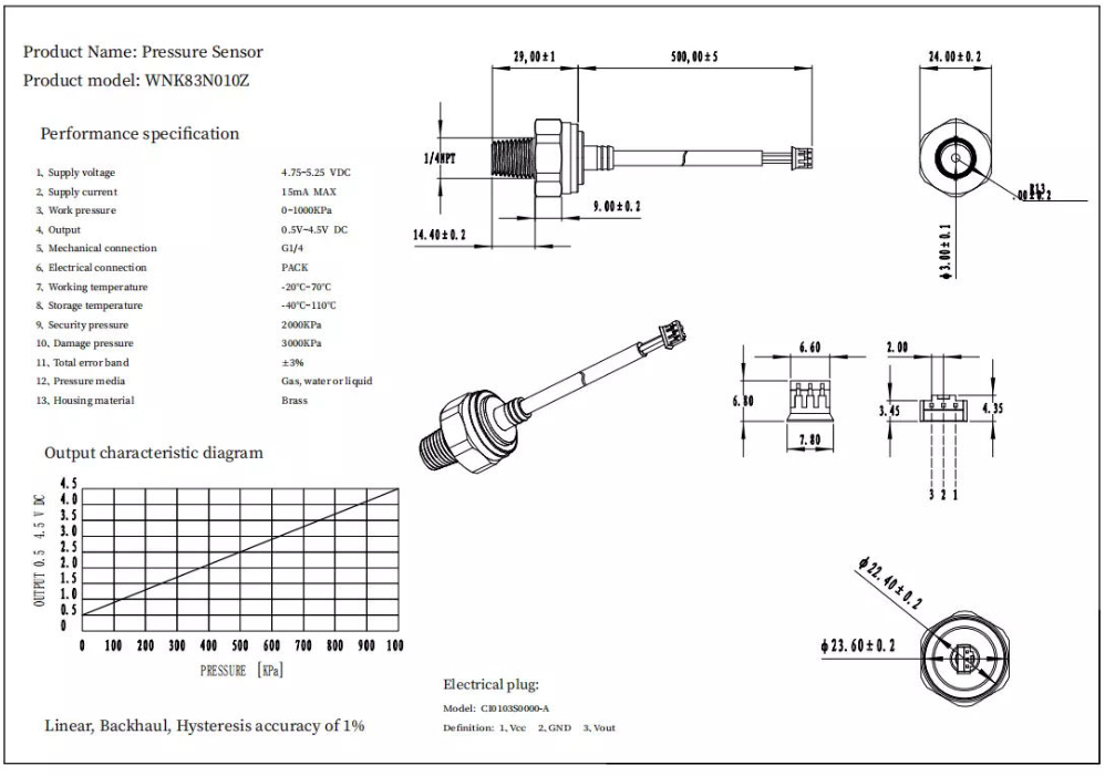 OEM ODM Steam Electronic Air Pressure Sensor 10 Bar 20 Bar