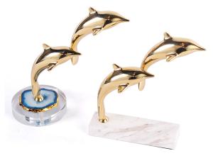 Wholesale Marble Stand Copper Dolphin Shape Decorative Art Craft from china suppliers