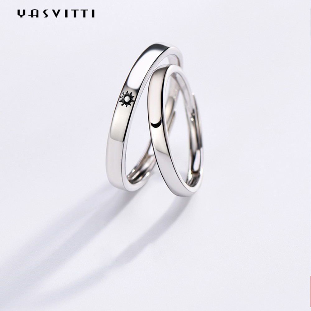 2gram 0.07oz Sun And Moon Rings 3A zircon Simple Sterling Silver Ring