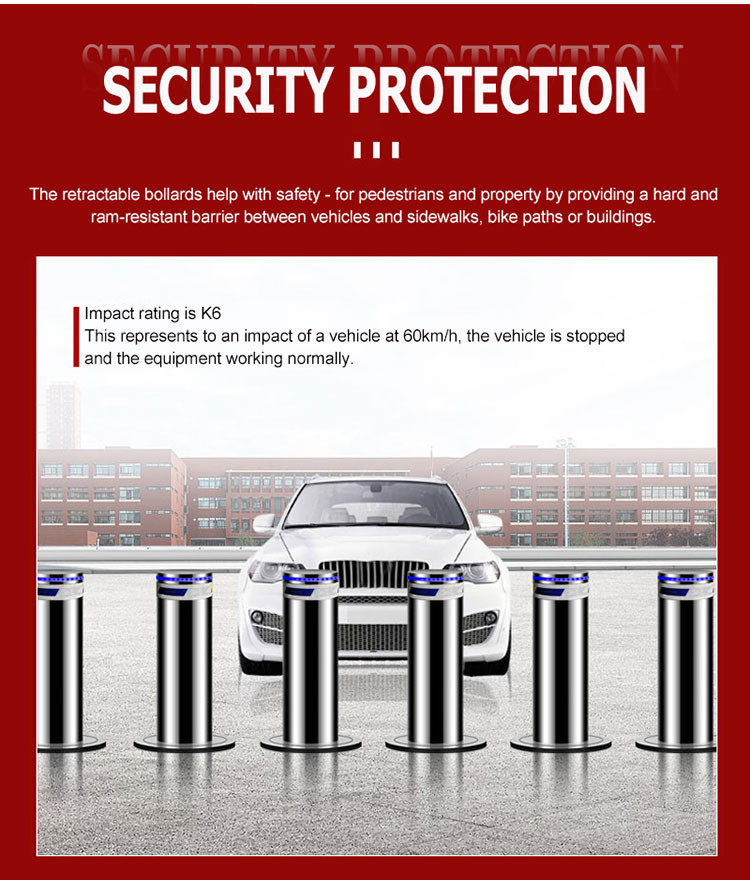 Automatic Retractable Hydraulic Bollards Remote Control Steel Bollard for Traffic Control and Access Management
