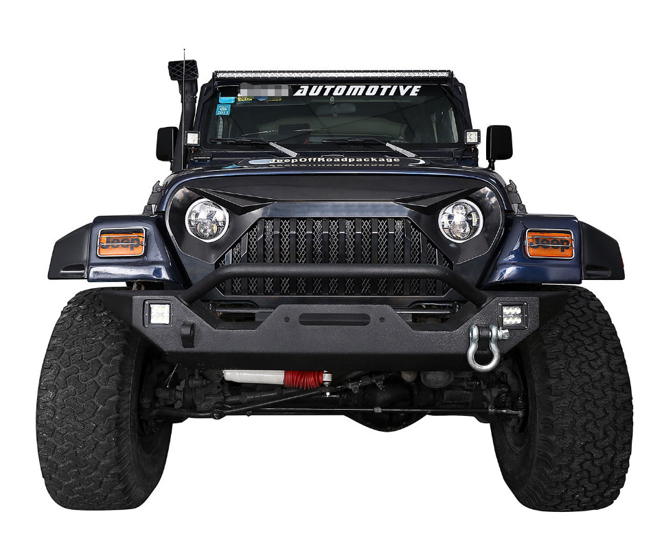 Front Bumper for Jeep TJ Black Steel Recovery Bull Bar Winch Bumper for TJ Wrangler 97-06