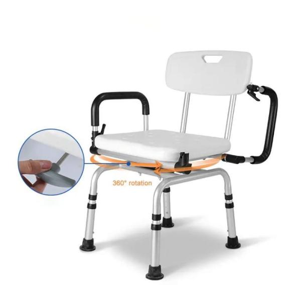 Adjustable Armrests Disabled Shower Seat 360 Degree Swivel Shower Seat With