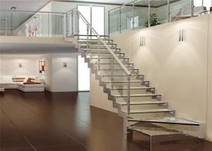 Wholesale Carbon Steel Beam Zig Zag Glass Straight Flight Staircase Tempered Glass Stair Treads from china suppliers
