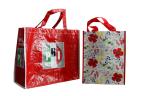 OEM Waterproof PRI Red Woven PP Shopping Bags With White Binding Edge