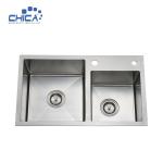 Double Bowl SUS304 stainless steel Handmade Kitchen Sinks with faucet hole