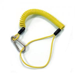 China Light Green Spring Flexible Coil Lanyard With Carabiner & Wrist Loop on sale