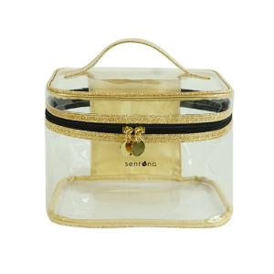 Wholesale Transparent Gold Glitter Cosmetics PVC Makeup Bag from china suppliers