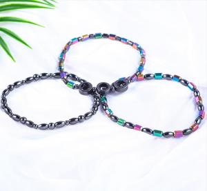 China Gemstone Bead Slimming Magnetic Hematite Stone Ankle Bracelets With Five Star Symbol on sale