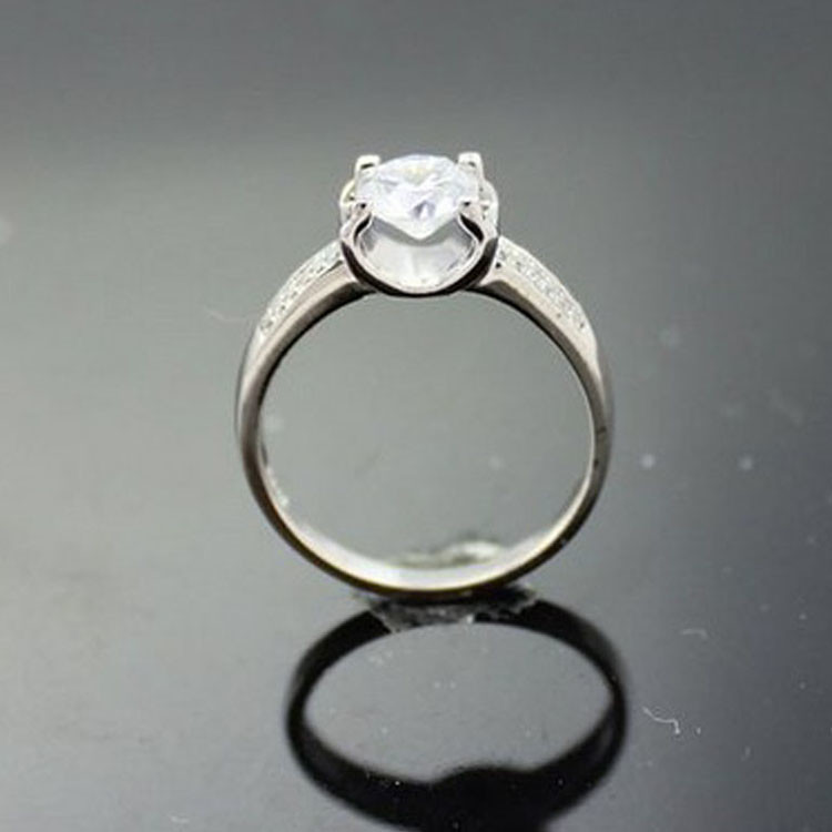 White Gold Plated 925 Silver 6mm CZ Diamonds Engagement Ring (F19)