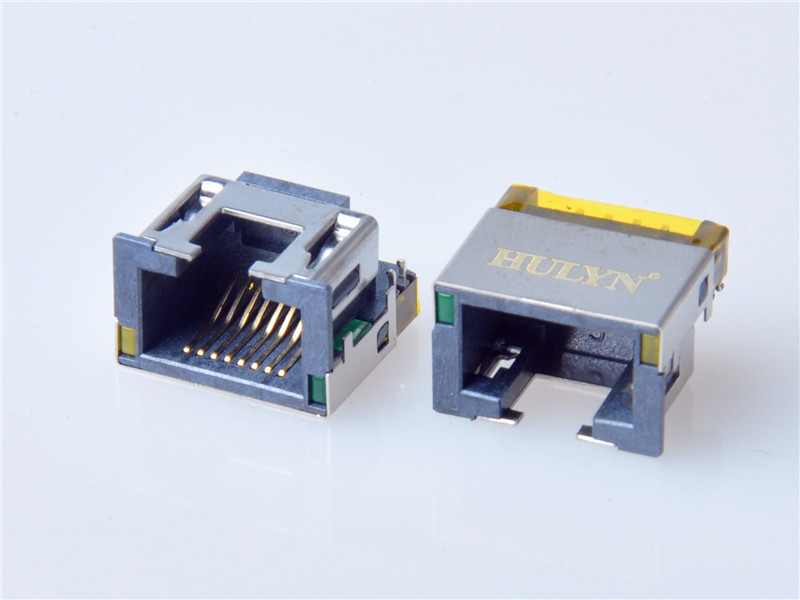 HULYN Very low profile,RJ45 1x1 Jack, Shielded RJ45 Modular Jack, Through Hole Type, DIP,with LEDs，
