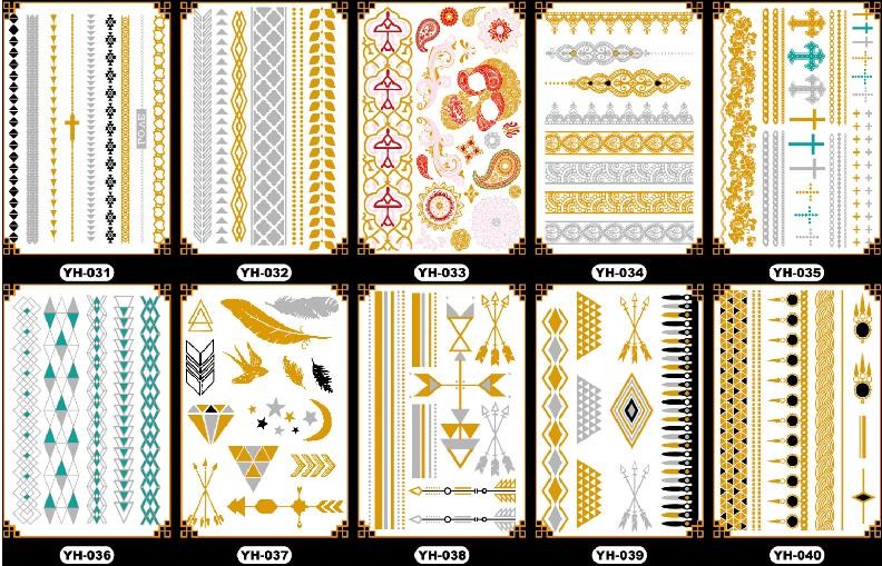 Waterproof Non Toxic Gold Foil Body Tattoo Sticker for ladies