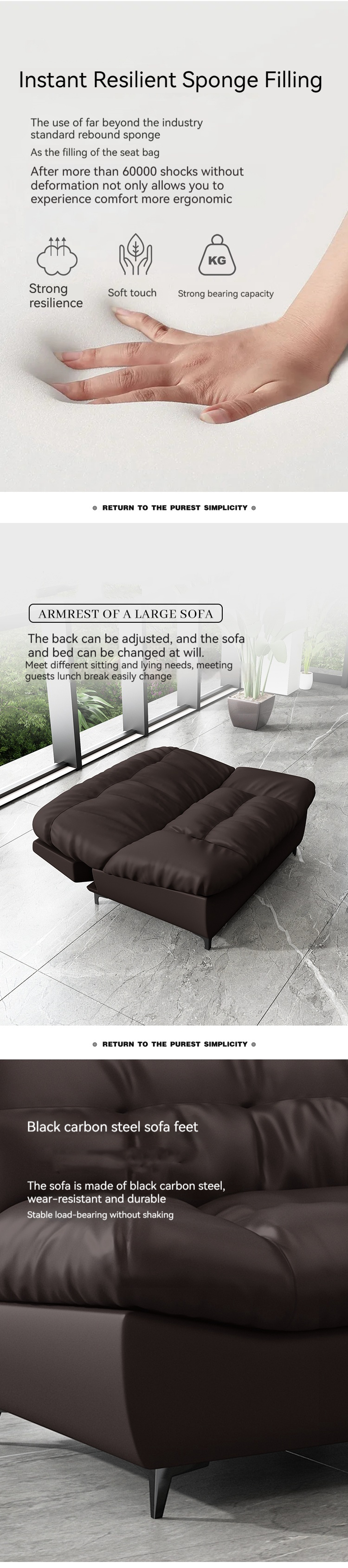 Multifunctional Reclining Leather Office Sofa for Villa Chinese Style Business Office
