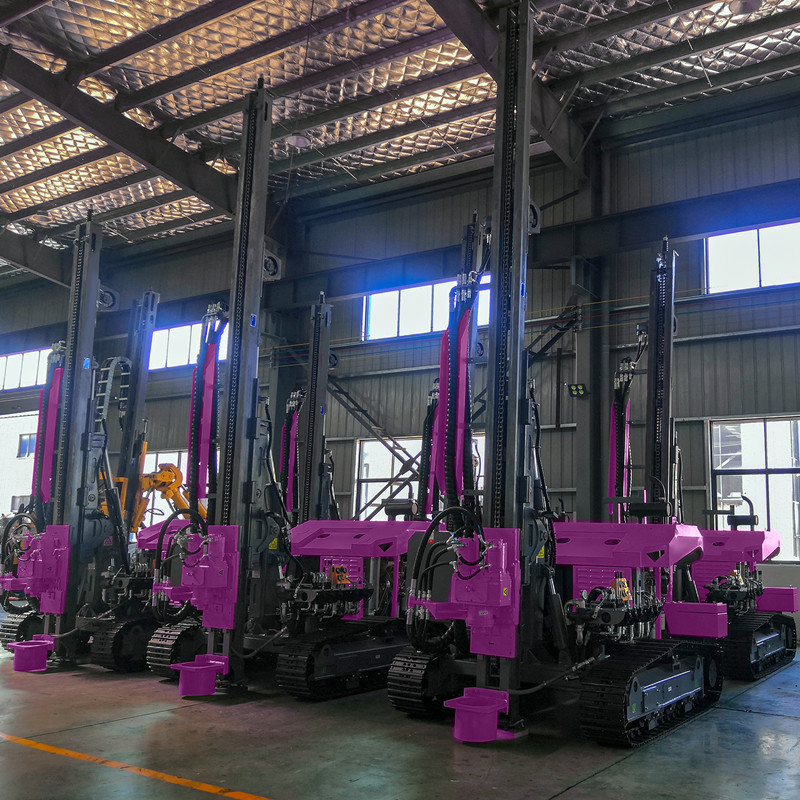 Highway Guardrail Pile Driver Hydraulic Solar Pile Driving Rig With 1.5m.2m.3m Drill Pipe Length And 2km/h Travelling Speed