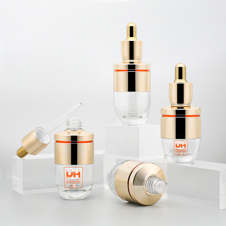 Oval Moisturize Glass Serum Bottle Cosmetic Essential Oil Dropper Bottle 30ml 1oz