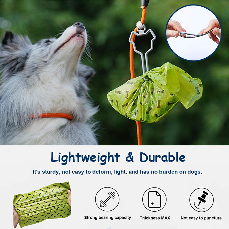 Easy Use Hand Free Dog Silicone Poop Bag Carrier Dog Poop Bag Holder Suitable for All Leashes with Touch Fasteners Attachment