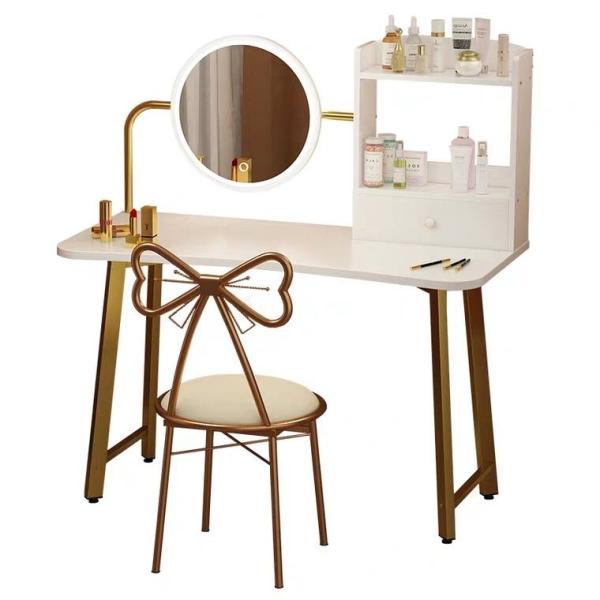 Modern Classic Mirrored Furniture Bedroom Set , Melamine Finish Makeup Vanity