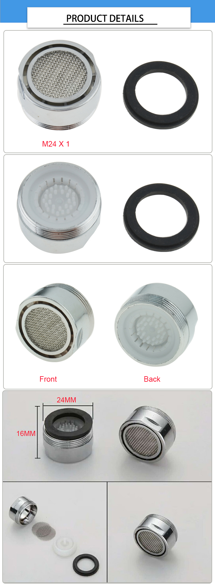 24*16mm Bathroom Kitchen Water Faucet Aerator