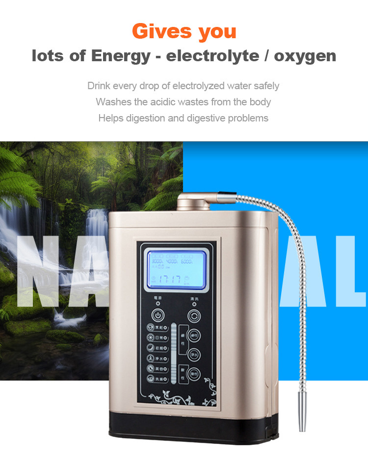 5 Ti Pt Plates Alkaline Water Ionizer 0.1-0.4MPa With Water Purification Filter
