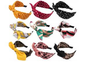 Wholesale GLH009 Leopard-print rabbit ears knotting wide band girls fabric headbands outerwear hair clip headband accessories from china suppliers