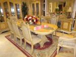 European Luxury Wood Dining Room Sets Round Wood Dining Table Fabric Leather