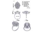 1.5ct 49pcs Classic Halo Diamond Engagement Ring White Gold Color Plated ODM