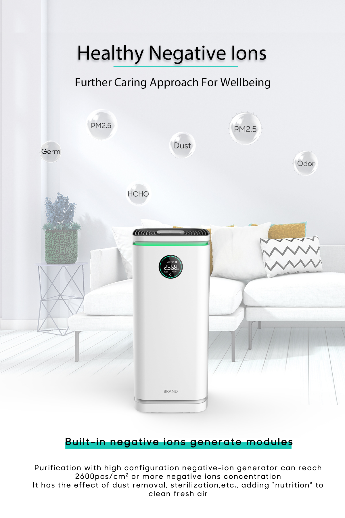 Homefish OEM Luftreiniger Purificador De Aire Uvc Household Tuya Smart H13 Hepa Filter Air Purifier Wifi Air Purifier