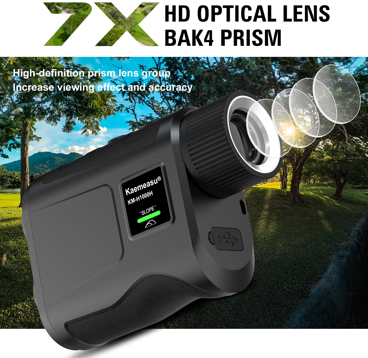 H 1500m Telescope for Golf Slope Function Long Distance Range Rangefinder 7x Rangefinder Golf Scope