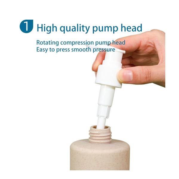 30ml-500ml Capacity Empty Cosmetic Shampoo Pump Packaging Wheat Straw Biodegradable Plastic Bottle