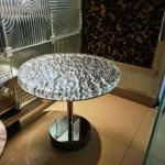 Hot Melting Round Cast Tempered Art Glass Table Top For Living Room