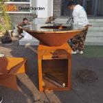 Outdoor Corten Steel Garden Fire Pit BBQ Cooking Plate Outdoor Cooking Grills