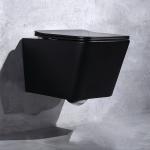 8cm Residential Compact Wall Hung Toilet Black Flush For 2x4 Wall Square Hotel