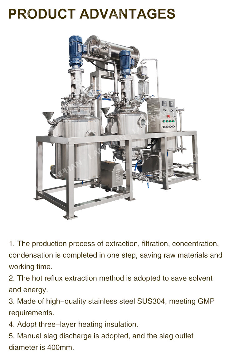Multifunctional Stainless Steel Extraction Concentrator Extracting And Concentracting Tank